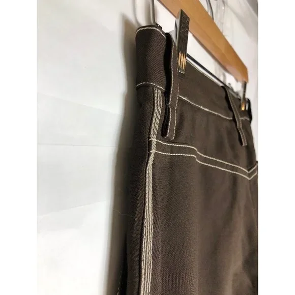 CHLOE Women's Brown Contrast Seam Knee Length Cropped Pants US 0-2 IT 36 XS - Picture 6 of 8